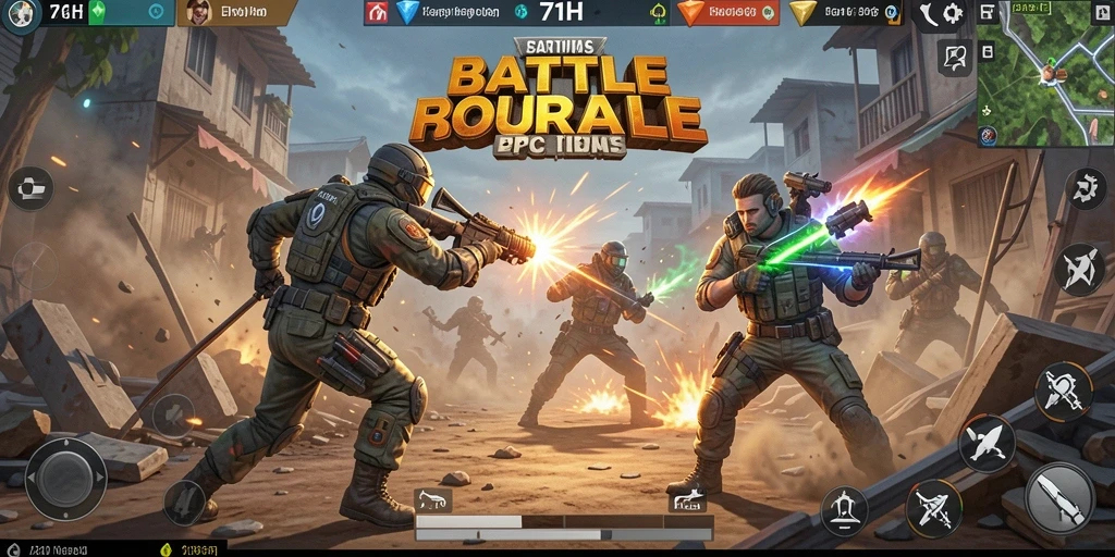 Screenshot gameplay Battle Royale yang mendebarkan di 71H.