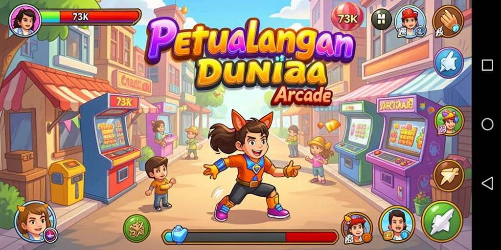 Tangkapan layar permainan <strong>73K</strong> yang menunjukkan aksi seru dalam gameplay Arcade.
