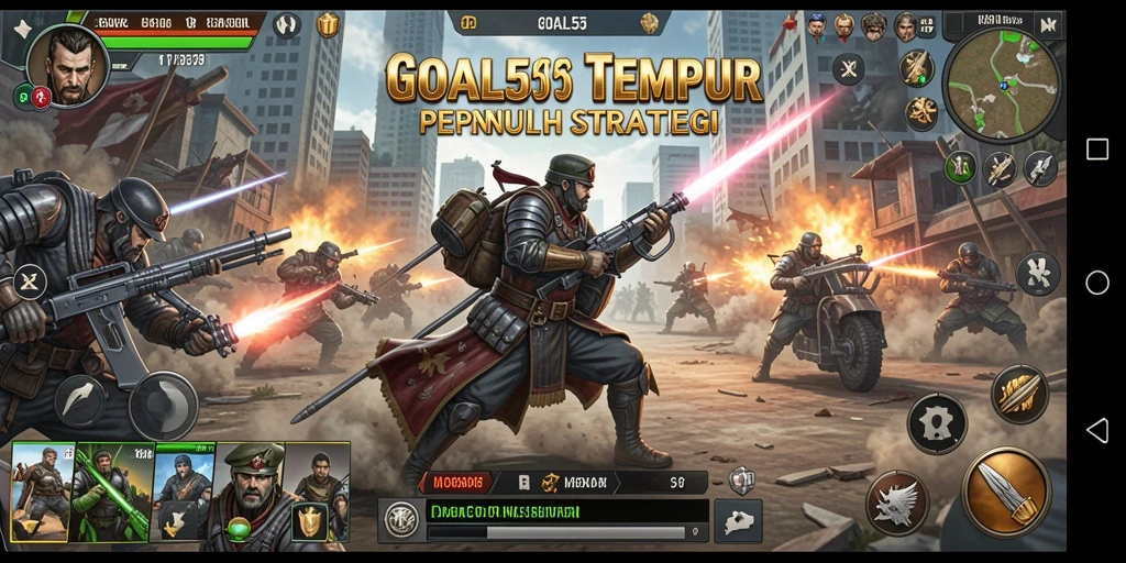 Tangkapan layar dari gameplay seru GOAL55 dengan aksi pertempuran TPS.