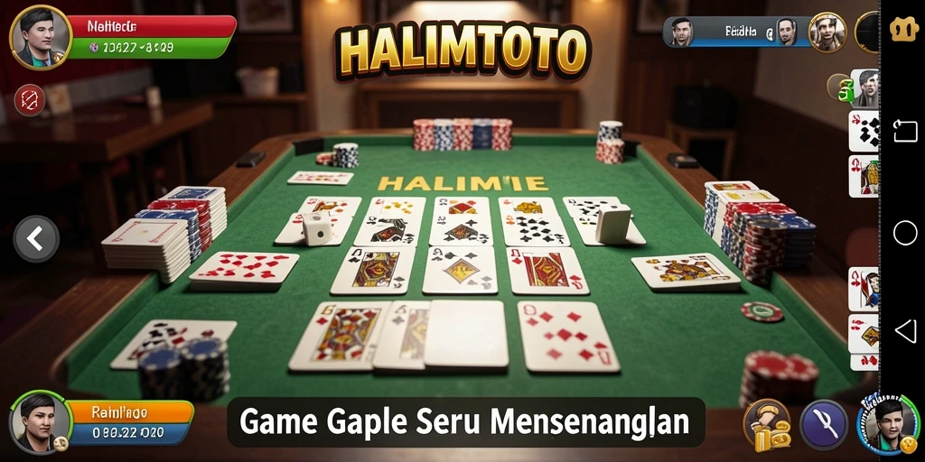 Tampilan gameplay seru di HALIMTOTO saat bermain Gaple.