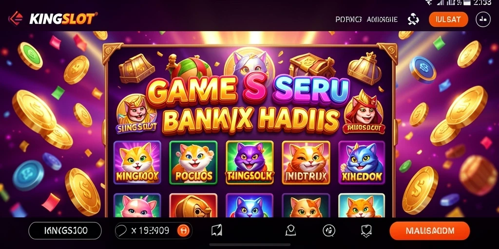Gameplay seru dan menegangkan KINGSLOT yang menampilkan mesin slot.