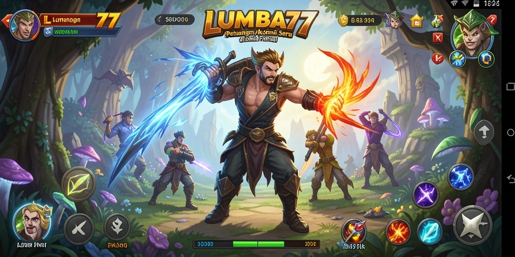 Screenshot menunjukkan aksi pertarungan seru di LUMBA77.