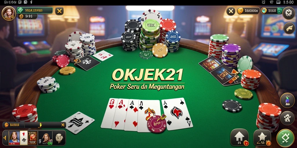 Tampilan menarik dari gameplay Poker di OKJEK21.