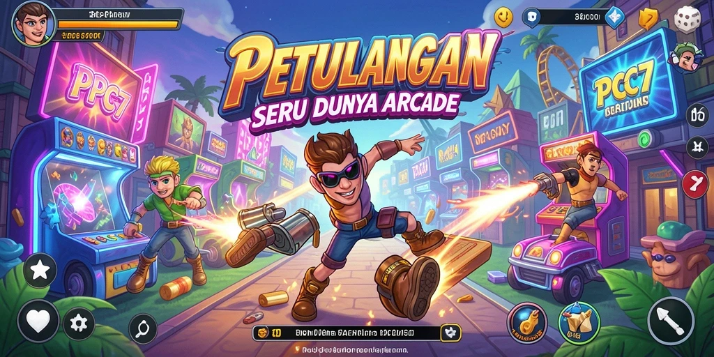 Screenshot gameplay PCPC7 menampilkan aksi seru dalam game Arcade.