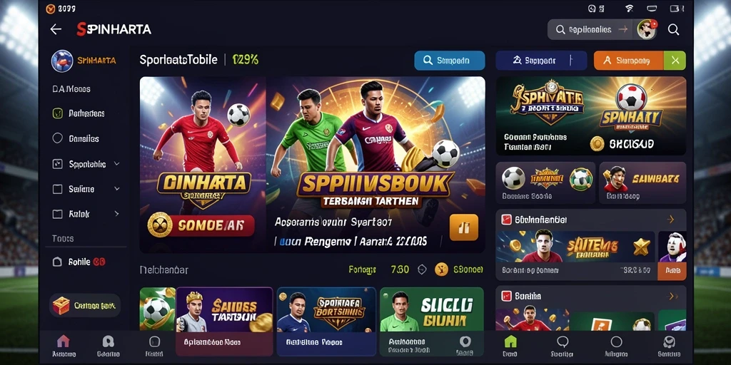 Tampilan antarmuka SPINHARTA saat bermain taruhan olahraga.
